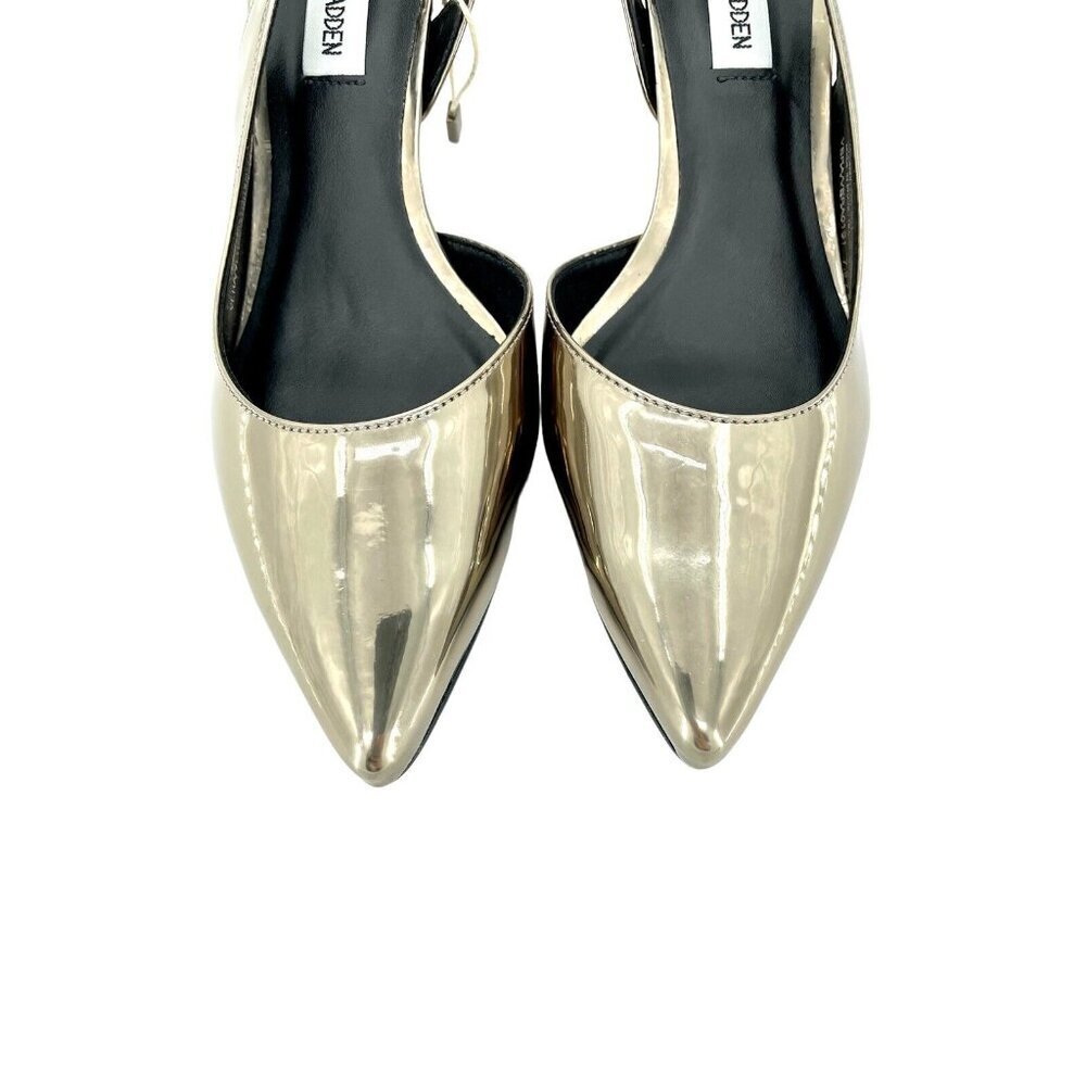 Steve Madden Vera Pewter Patent Leather Pointed Toe Kitten Heel Pumps Sz 7.5 NIB - Picture 4 of 9